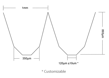 Structure and dimensions of the microstructured gel with 19 microwells/well (in a 96 well plate)